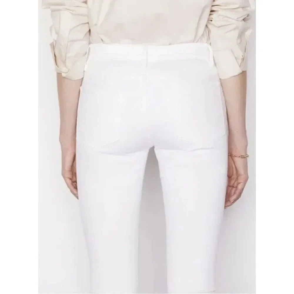 FRAME Le High Skinny White Denim Jeans Ankle W/ Raw Hem Women’s 28 X 28
